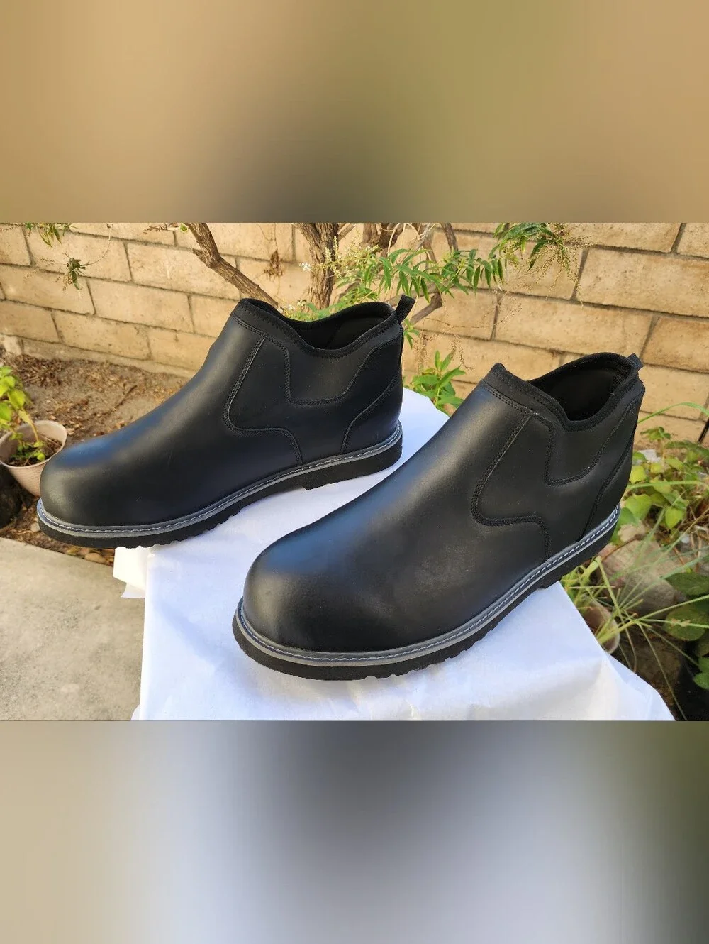 $138 Men Big & Tall 17EW Boulder Creek Kingsize ankle boots black leather 17 EW